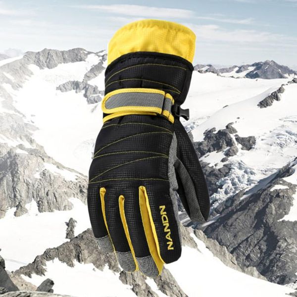 

ski gloves 1 pair winter cycling waterproof windproof warm (black + yellow xl)