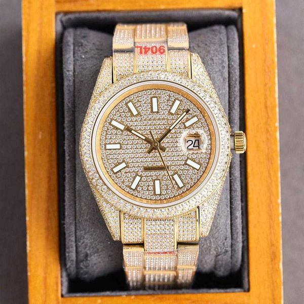 

40mm full diamond mens watch automatic mechanical watches swarovski lady wristwatch made of 904l stainless steel montre de luxe quality, Slivery;brown