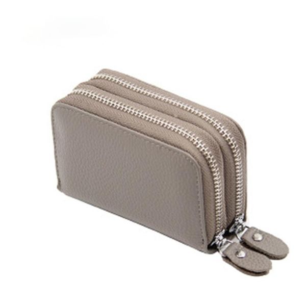 

card holders fashion leather litchi pattern double large slot bank credit holder business wallet package, Brown;gray