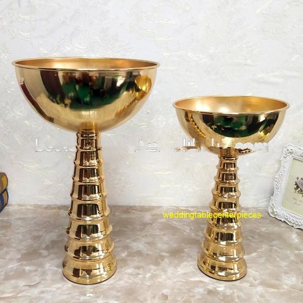 

party decoration wholesale large mouth gold iron trumpet vase big and tall for long stem flower stand