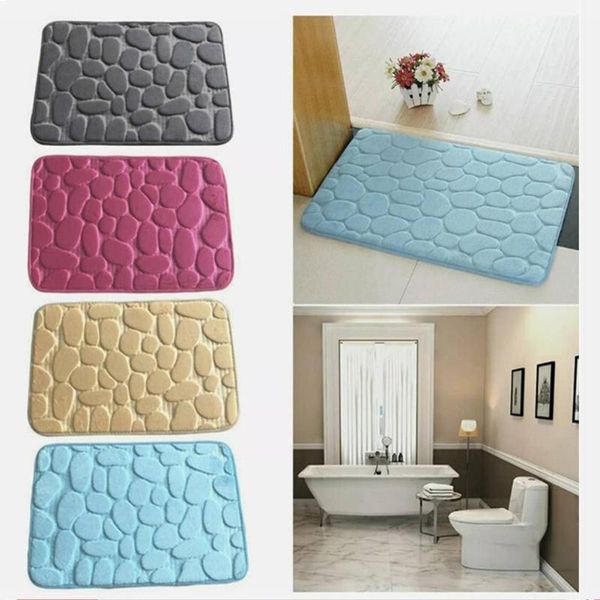 

bath mats non-slip mat cobblestone embossed bathroom carpet shower room doormat memory foam absorbent floor rugs for home