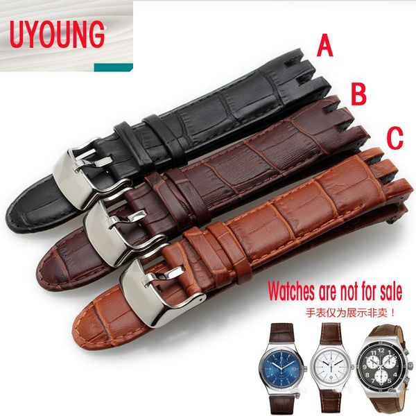 

watch bands uyoung leather belt, substitute swq, yrs401, yrs403, yrs402g, yrs412 watches, 21mm, black brown