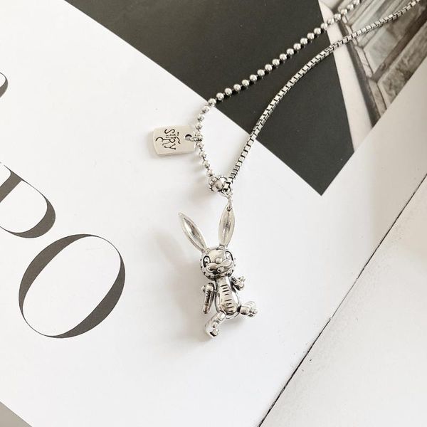 

chains creative s925 sterling silver thai japanese korean fashion letter retro hip-hop ins frozen wind necklace wholesale
