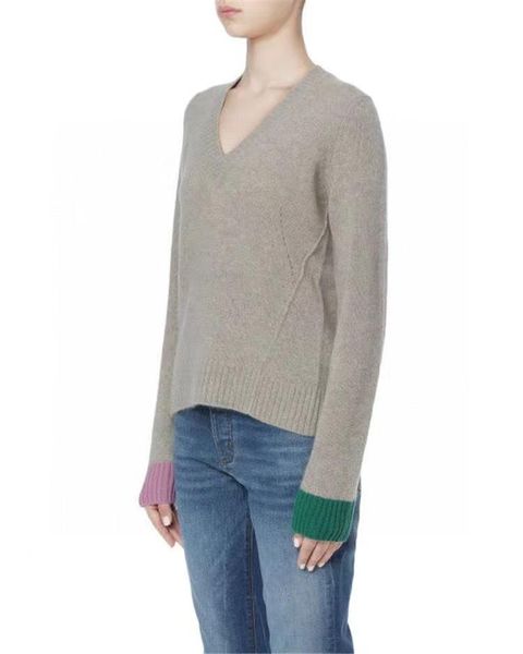 

100% cashmere 2021 autumn and winter v-leader long-sleeved warm women's pure knitted sweater sweaters, White;black
