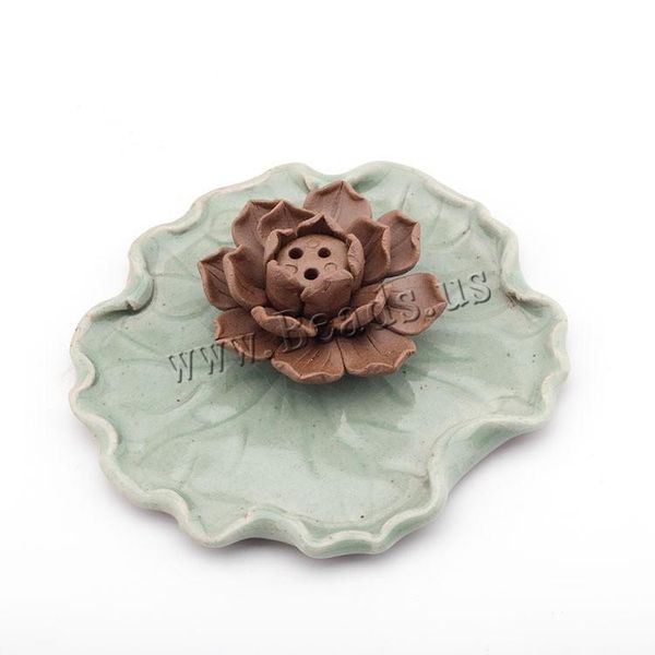 

fragrance lamps home decor ceramic lotus leaf incense burner creative flower stick holder censer stand use in office