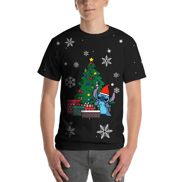

lilo & stitch love christmas gift holiday happy 3d full print all over t-shirt, White;black
