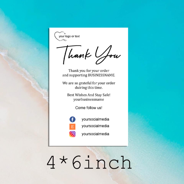 

personalised thank you for your order packaging cards small business diy c greeting