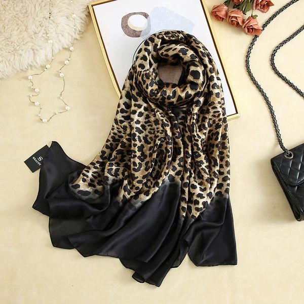 

scarves 2021 summer sunscreen bandannas leopard printing silk fashion long 180x90cm shawls lady seaside beach towel, Blue;gray