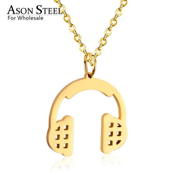 

pendant necklaces asonstee cool jewelry headset necklace women men stainless steel choker collars accessories wholesale gift wedding, Silver