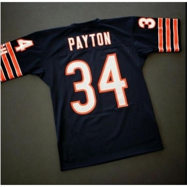 

0098custom men youth women vintage walter payton mitchell & ness 1985 football jersey size s-5xl or custom any name or number jersey, Black