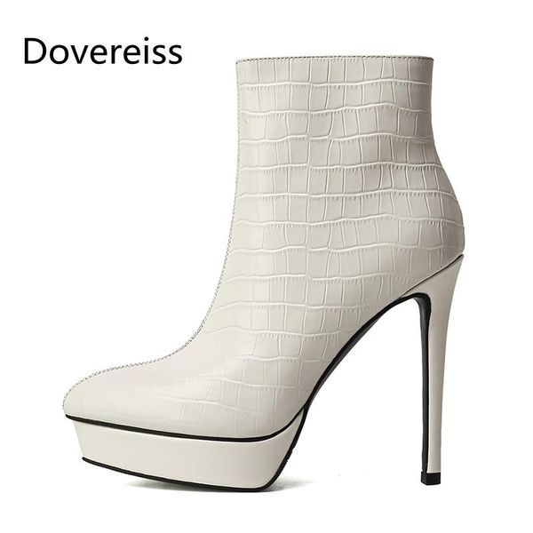 

boots dovereiss fashion women's shoes winter concise pure color platform back zipper stilettos heels pointed toe ankle boots33-40, Black