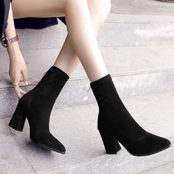 

boots and elegant women's high-heeled boots, high-end shoes, black autumn, , mwxt