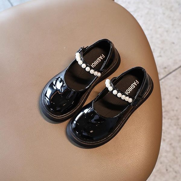 

flat shoes girls leather autumn 2021 children' breathable flats fashion students performance princess g104, Black;grey