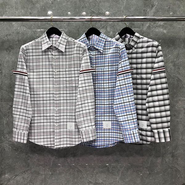 

men's casual shirts fashion 2021 brand men slim fit long sleeve plaid shirt striped oxford cotton spring autumn clothing, White;black