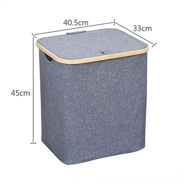 

waterproof foldable laundry basket with lid handle large bamboo dirty clothes/toys/debris multifunction storage & organization
