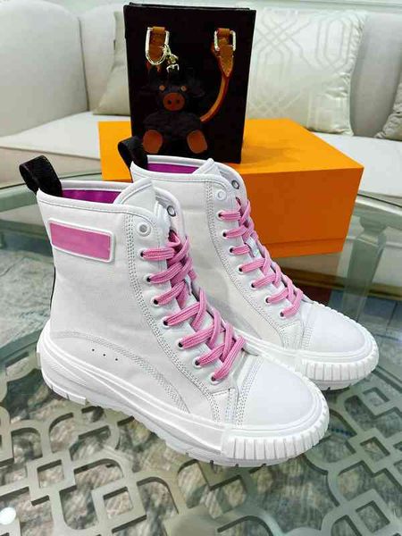 

men women designers high boots green pink bicolor chunky sneakers brand squad sneaker comfortable rubber outsole casual boot with, Black