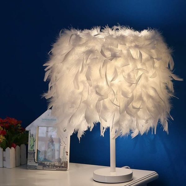 

table lamps modern creative feather lamp e27 for baby kids children bedroom droplight lighting decor small size wf102603