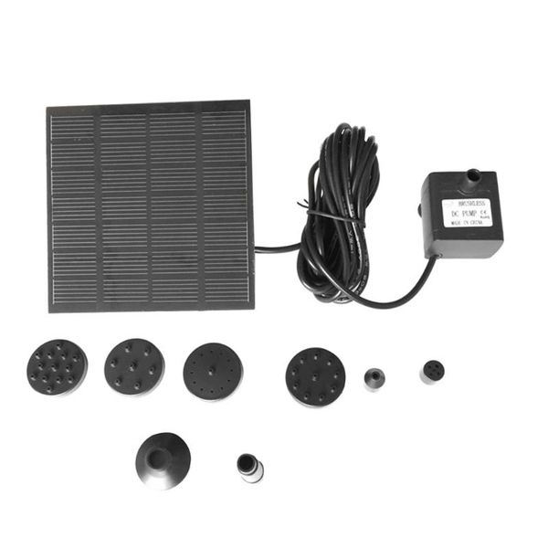 

solar panel powered fountain pump pond garden pool aquarium water feature 1.2w/7v with nozzles sprinkler black decorations