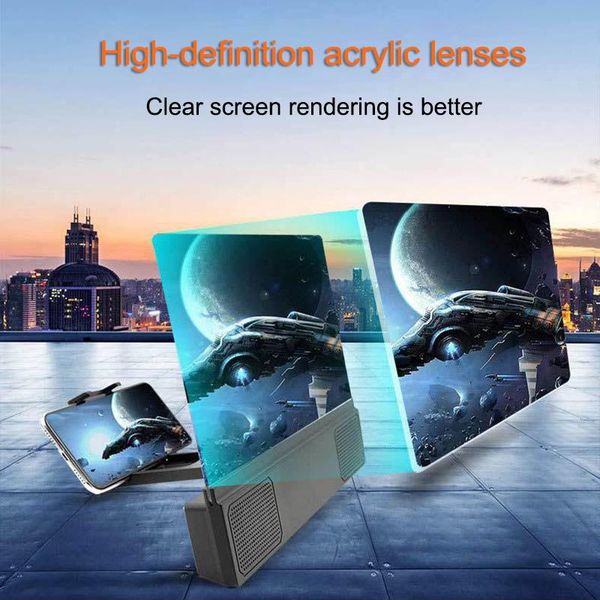 

mobile phone hd projection 12 inch screen magnifier with speaker for home office ouj99 cell mounts & holders