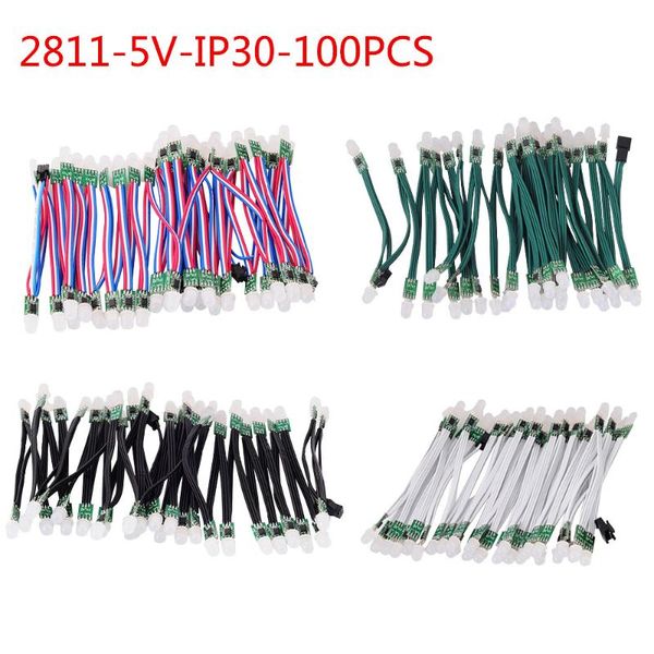 

modules 100pcs 9mm ws2811 led module,black/green/white/rgb wire,2811 ic rgb digital pixel module,addressable full color,ip30,dc5v