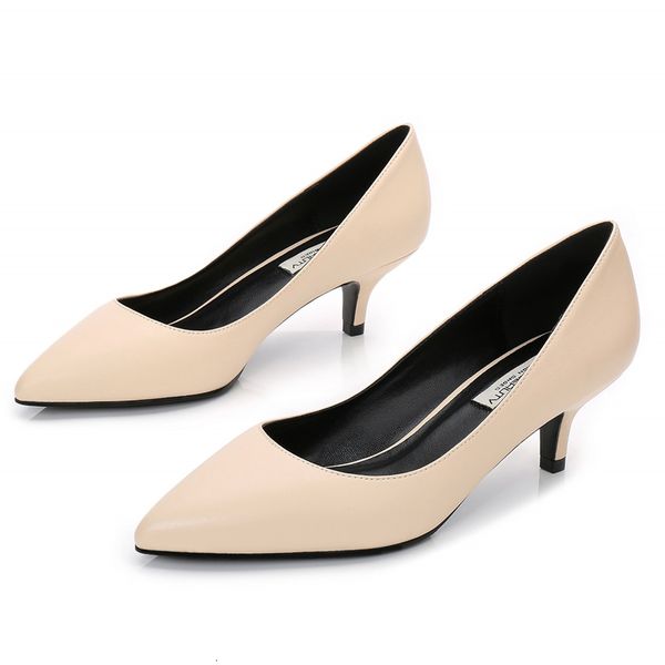 

sandals genuine leather women pumps solid color office shoes pointed toe stiletto high heels ladies f0014 jk9m, Black