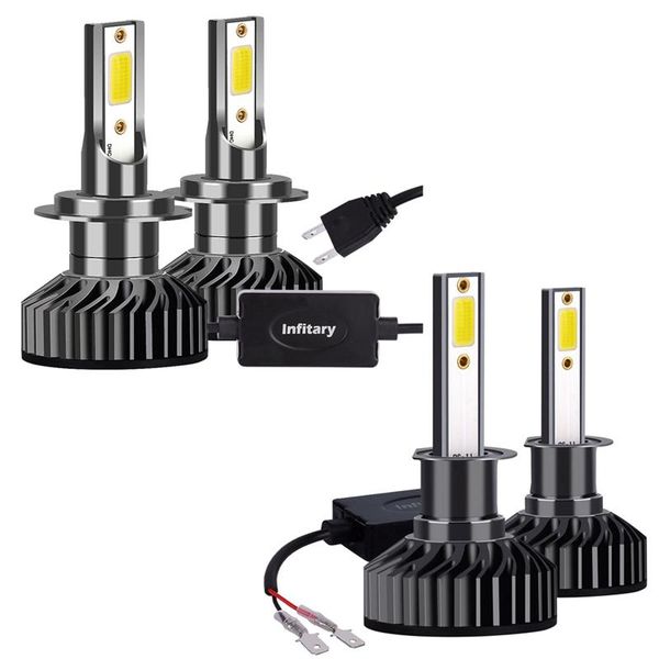 

4x infitary car headlights bulb led 12000lm ice cob 6500k auto light h1 & h7