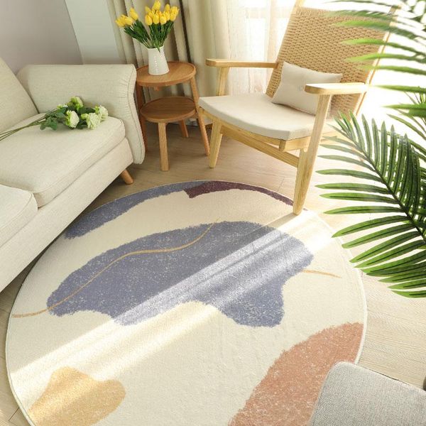 

carpets nordic round carpet shaggy bedroom bedside rugs living room study decor tatami chair floor mat soft fluffy kids