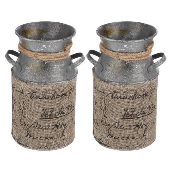 

vases 2pcs vintage flower storage bucket unique iron art planting