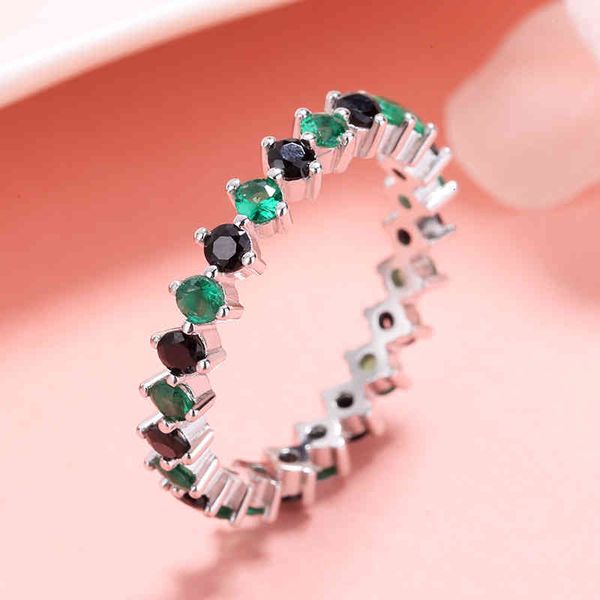 

band ring rings s925 sterling silver women's accessories fashion single row color stone temperament