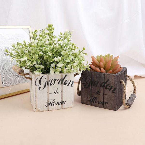 

planters & pots 1pc vintage retro wooden barrel planter flower pots, rustic plant
