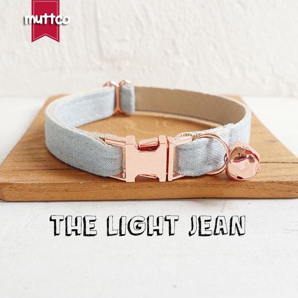 

cat collars & leads 10pcs/lot muttco retail with rose gold metal buckle collar for the light jean design 2 sizes ucc034m