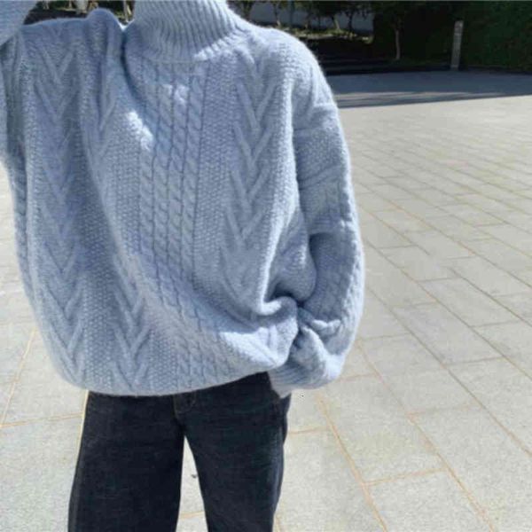 

women's sweaters korea women autumn winter turtleneck twist wool sweater long sleeve loose knitted pullovers plus size casual jumpers, White;black