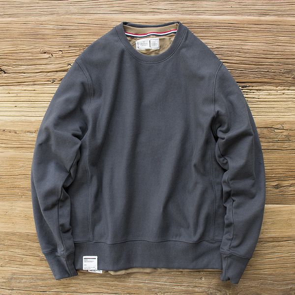

men's hoodies sweater autumn 2021 loose washed pure cotton simple coat solid color round ne pullover fashion, Black