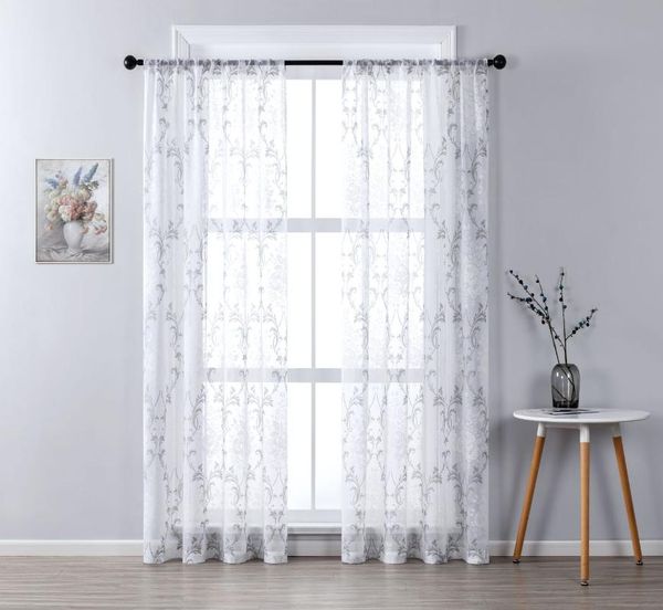 

white printed sheer curtain for bedroom living room kitchen modern curtains window panels treatment & drapes