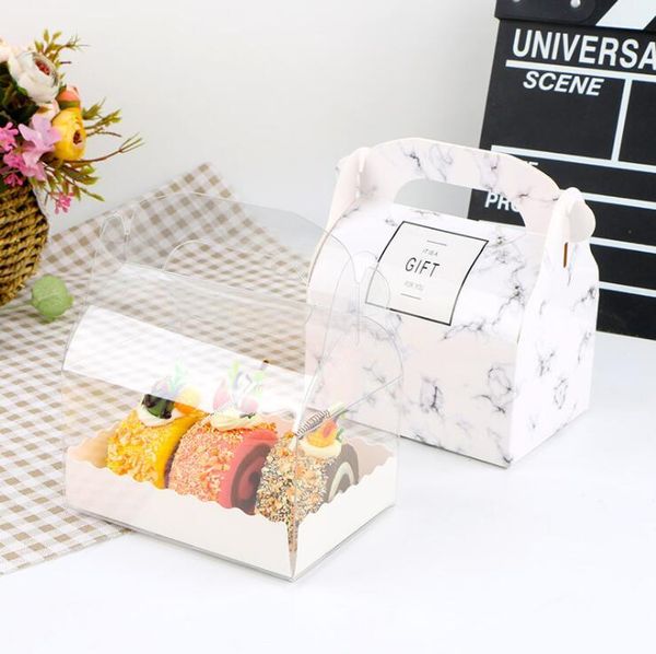 

10pcs/lot sandwich white black kraft paper cupcake box cake with clean pvc window wedding party favor packaging gift wrap