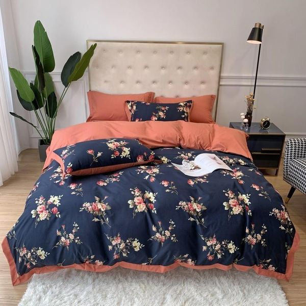 

bedding sets rose floral duvet cover set 100%cotton girls with hidden zipper closure 4pcs 1 2 pillowcases bedsheet