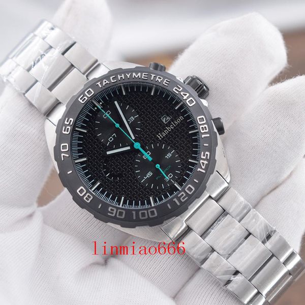 

new mens sport watch montre de luxe f1 wristwatches montre japan quartz movement chronograph black face orologi da uomo di lusso, Slivery;brown
