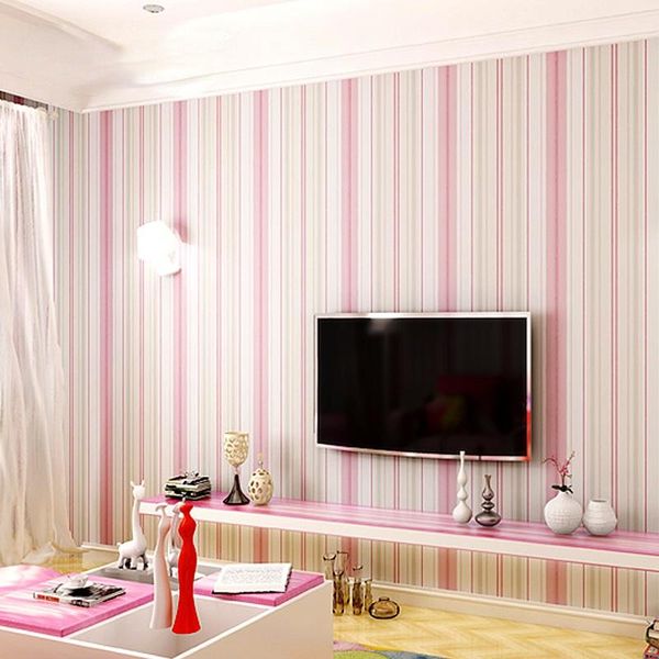 Wallpapers Vertical Quarto Sem Emenda Papel De Parede Crianças Quarto Azul Striped Boys and Girls Wall Covering Tecido