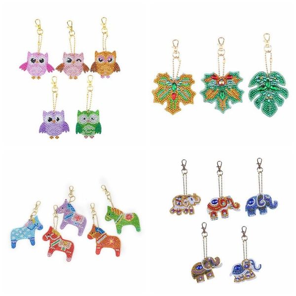 

christmas decorations diy diamond painting animal and plant metal keychain jewelry