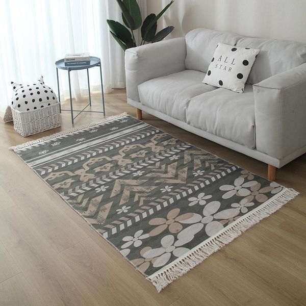 

carpets nordic linen cotton carpet moroccan floor mat bohemian living room woven rug bedroom bedside tassel prayer persian