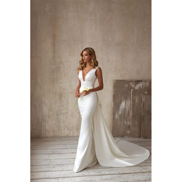 

elegant sleeveless white mermaid bridal gown wedding dress, Black