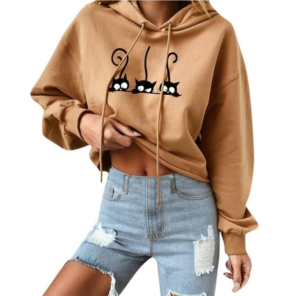 

women's hoodies & sweatshirts harajuku women sweatshirt kawaii pink winter cat pattern long sleeve moletom hooded hooed mujer #l10, Black