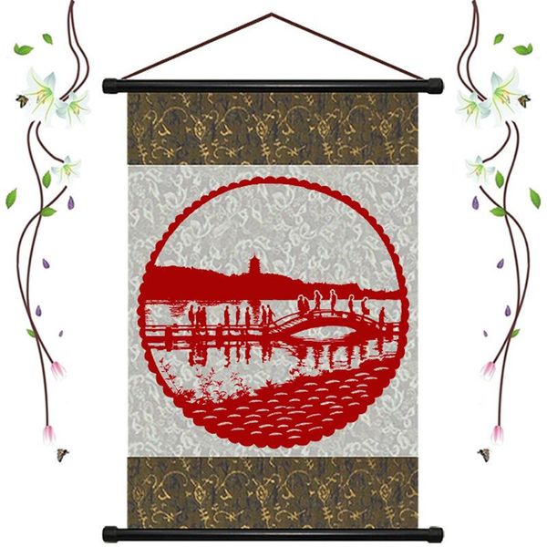 

frames creative foldable portable chinese style classic double-sided mounted silk sticker for magnetic paper-cut blank hanging scroll
