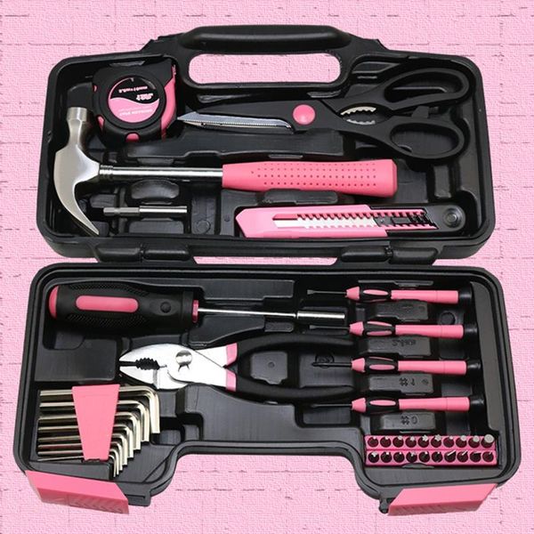 

professional hand tool sets high 39pcs pink kit for girls ladies women all purpose household repairing tools home garage office and college