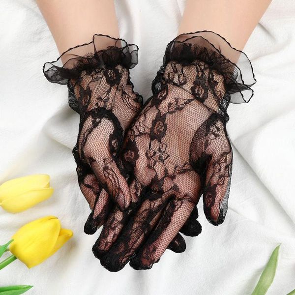 

sports gloves 2pairs fashion wrist length women bride black lace mittens for party sun protection accessories driving glove