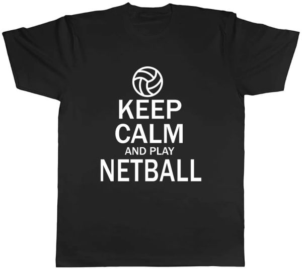 

keep calm and play netball mens t-shirt tee, White;black