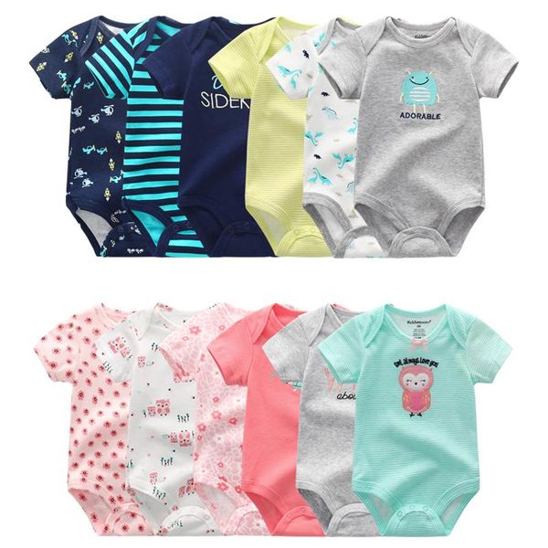 

jumpsuits 6pcs/set born kids rompers super soft cotton boys clothes cartoon infant o-neck short sleeve girls, Blue