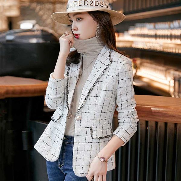 

women's suits & blazers high-quality elegant spring and autumn fashion casual self-cultivation small fragrance office business jacket b, White;black