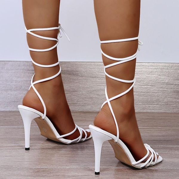 

sandals elegant bling crystal for women open toe lace up rhinestone strap high heel party dress shoes, Black