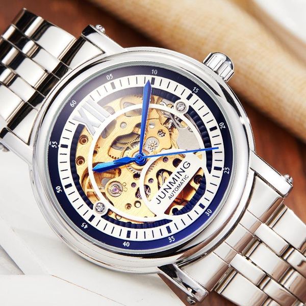 

wristwatches men watches 2021 automatic mechanical watch skeleton silver wristwatch self-winding clock, Slivery;brown